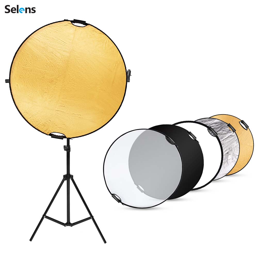 Selens Reflector with Stand 110cm for Photography 5 in 1 reflectors ...
