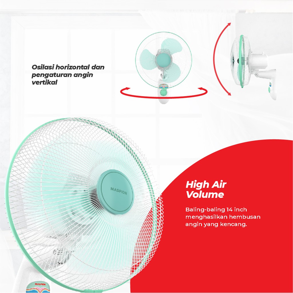 Maspion Wall Fan Kipas Angin Dinding 14 Inch MWF-37K - Gambar 4