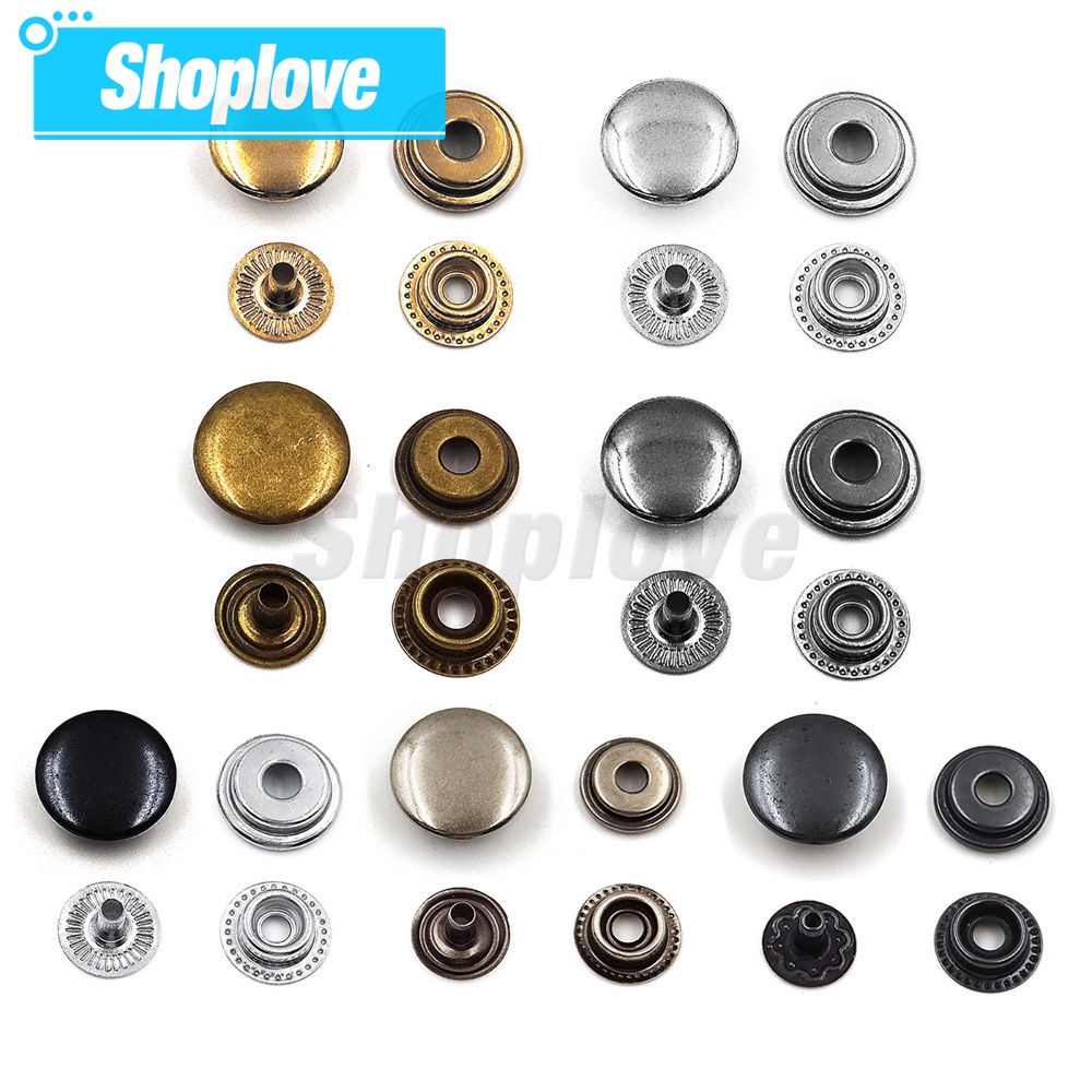 50 Sets of 50mm Metal Sew on Snap Buttons Snap Fastener Press Stud Sewing  Leather Craft Clothes Bags, 15mm 