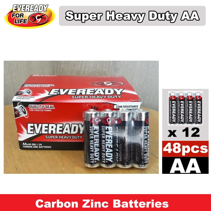 48pcs Eveready AA Super Heavy Duty Battery 1 Box (12x4 pks) Shopee