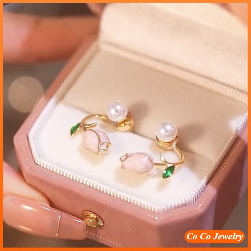 Pink Tulip Pearl Earrings 2022 Summer New High-end Pearl Earrings Female Ear Jewelry COCOJEWELRY