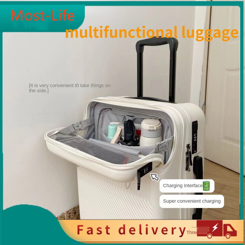 Suitcase 2022 new female luggage USB rechargeable suitcase front