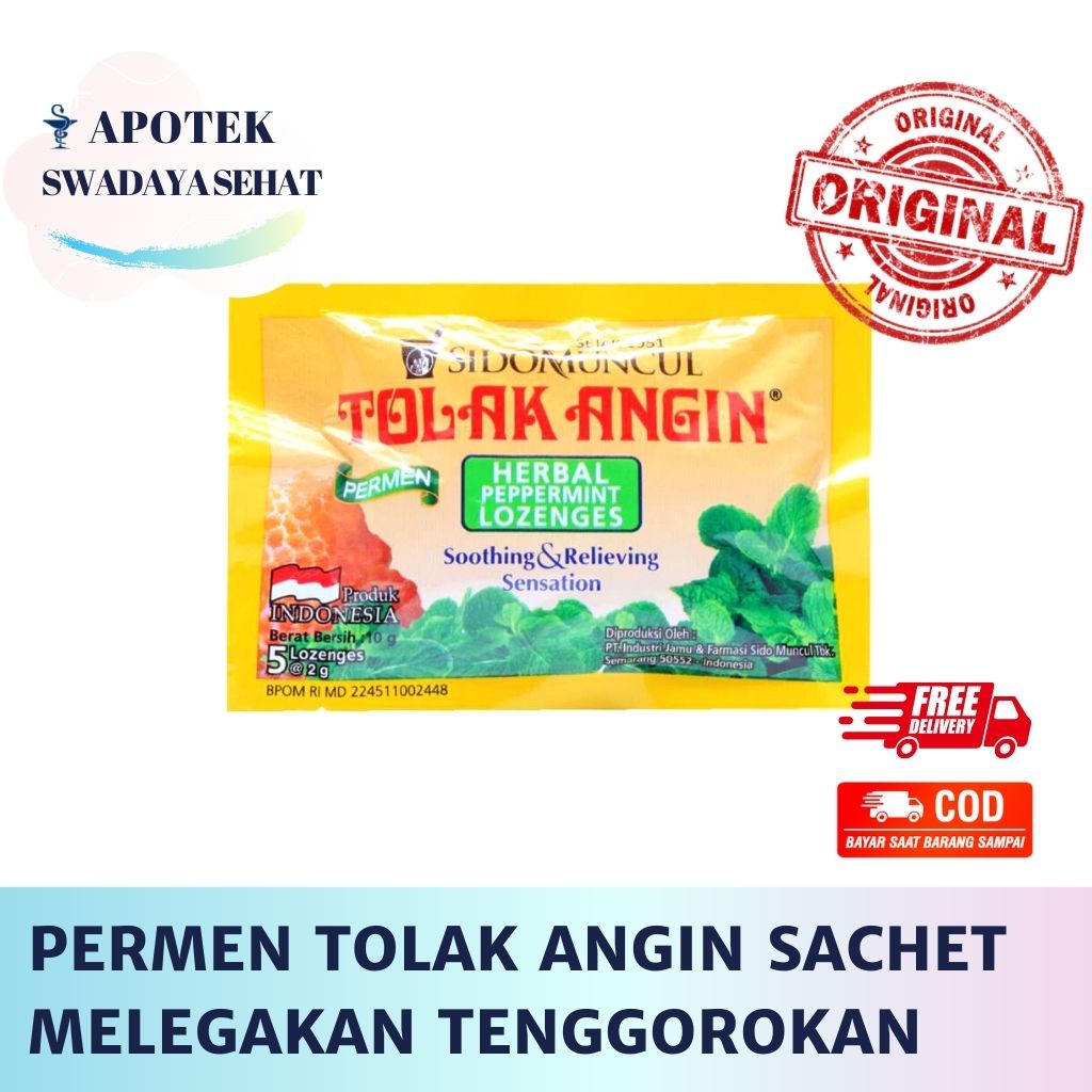 Candy TOLAK ANGIN Herbal Peppermint Lozenges Sachet 5-pack Relieves The ...