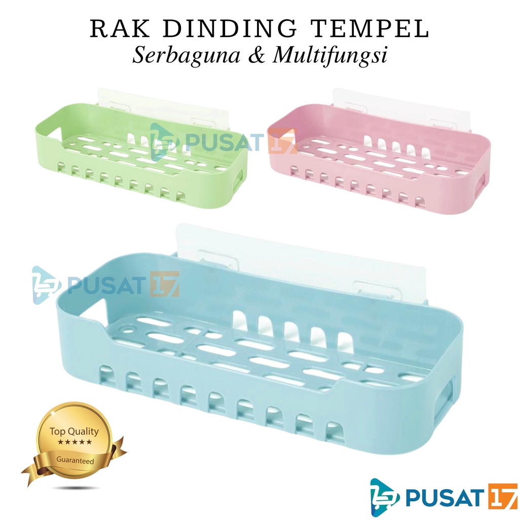 PUSAT17 RAK DINDING PLASTIK TEMPEL DINDING / RAK GANTUNG SERBAGUNA RAK KAMAR MANDI RAK DAPUR MULTIFUNGSI SEGI / RAK BUMBU - Gambar 3