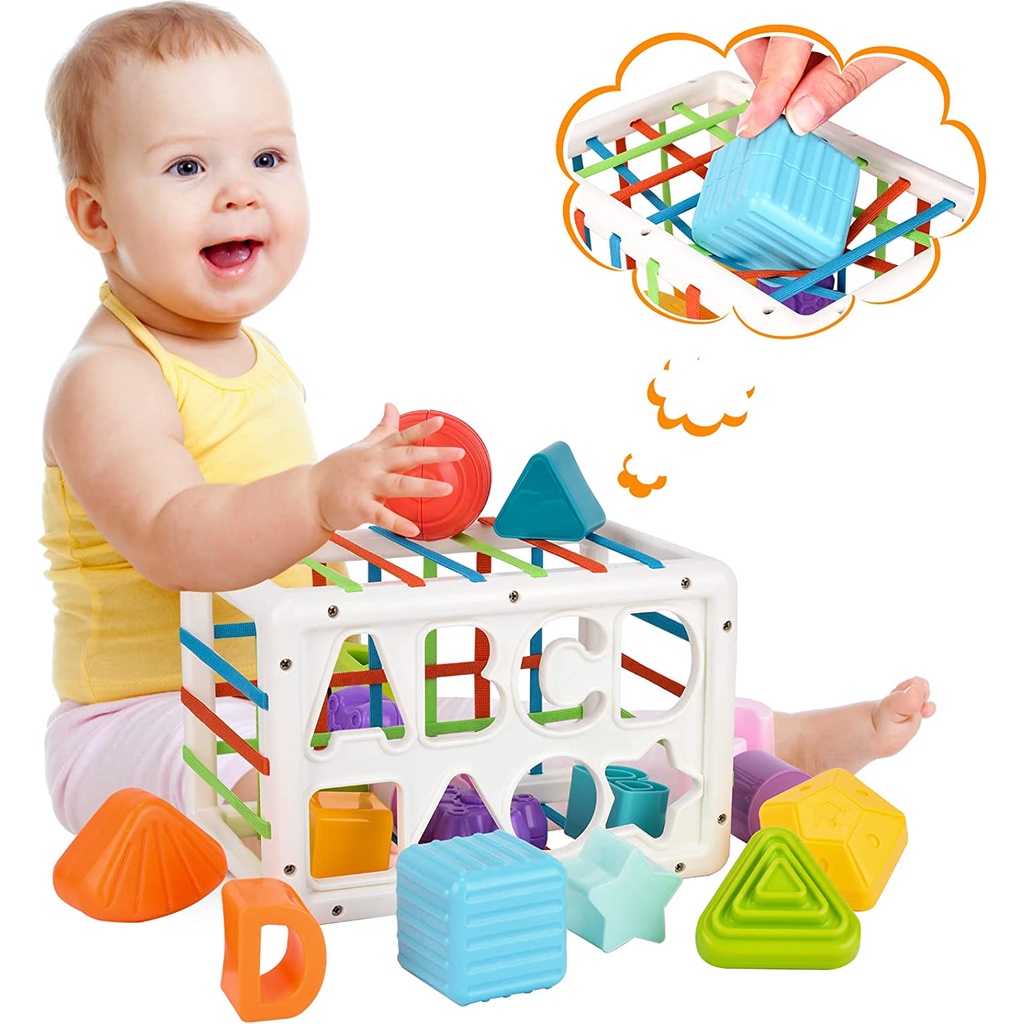 Montessori Toys Shape Sorting Blocks Learning Educational Baby Game for ...