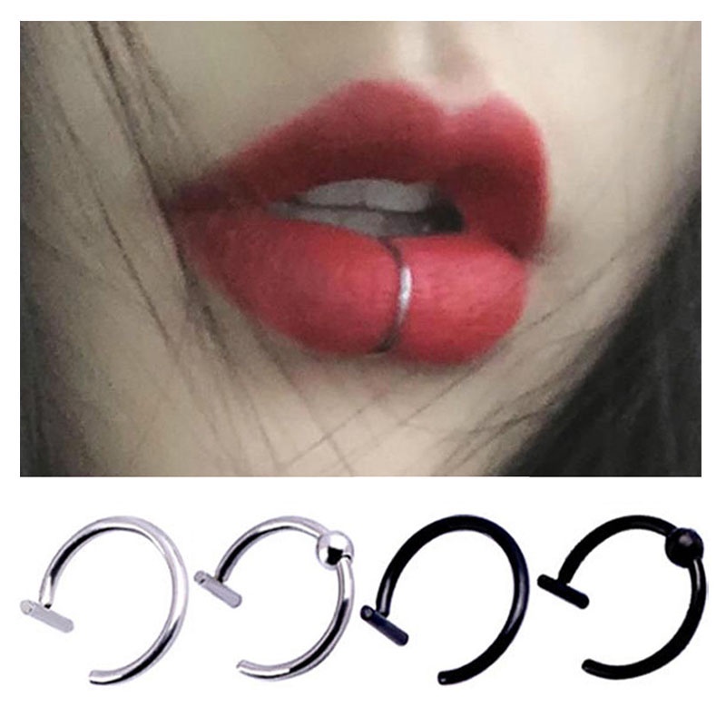 Double ring lip on sale piercing