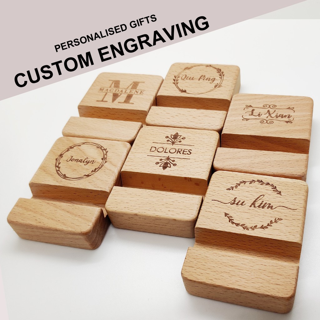 Custom Wood Engraving Phone stand Phone holder | Shopee Singapore