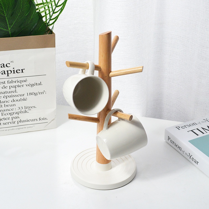 Simple Wooden Mug Tree Cup Holder Jewelry Hanger Water Solid Wood