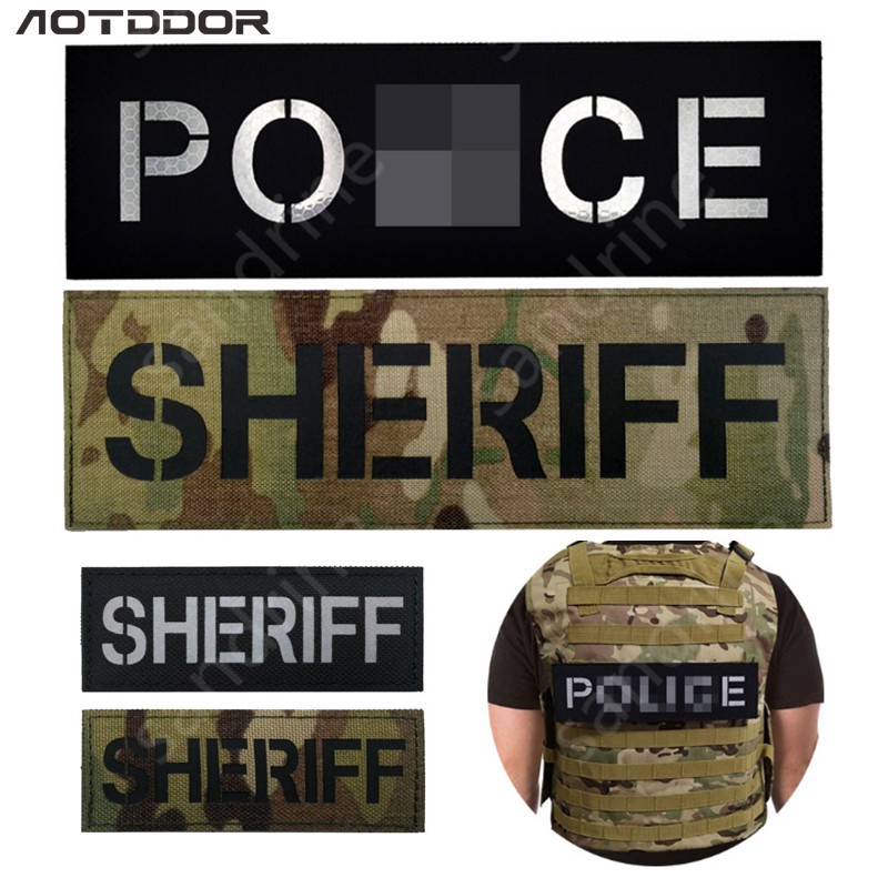Oversized PE SHERIFF IR Reflective Military Army Tactical Morale