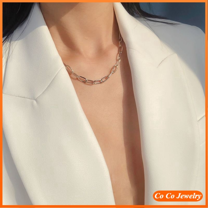 Punk Style Thick Chain Necklace Individual Short Simple Clavicle Chain Choker Necklaces Women Jewelry Accessories