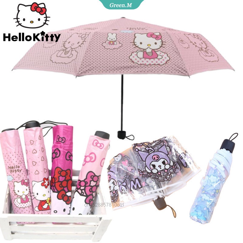 Sanrio Hello Kitty Fabric Cartoon Cute Umbrella Pink Mini Umbrella Fold ...