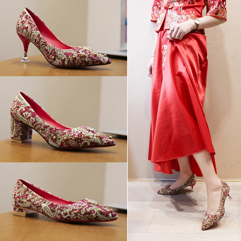 Red healed sale shoes