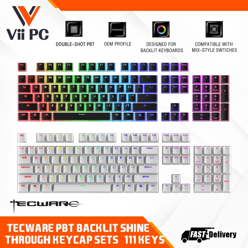 Tecware PBT Pudding Keycap Set Backlit Shine through Keycaps 112pcs 2