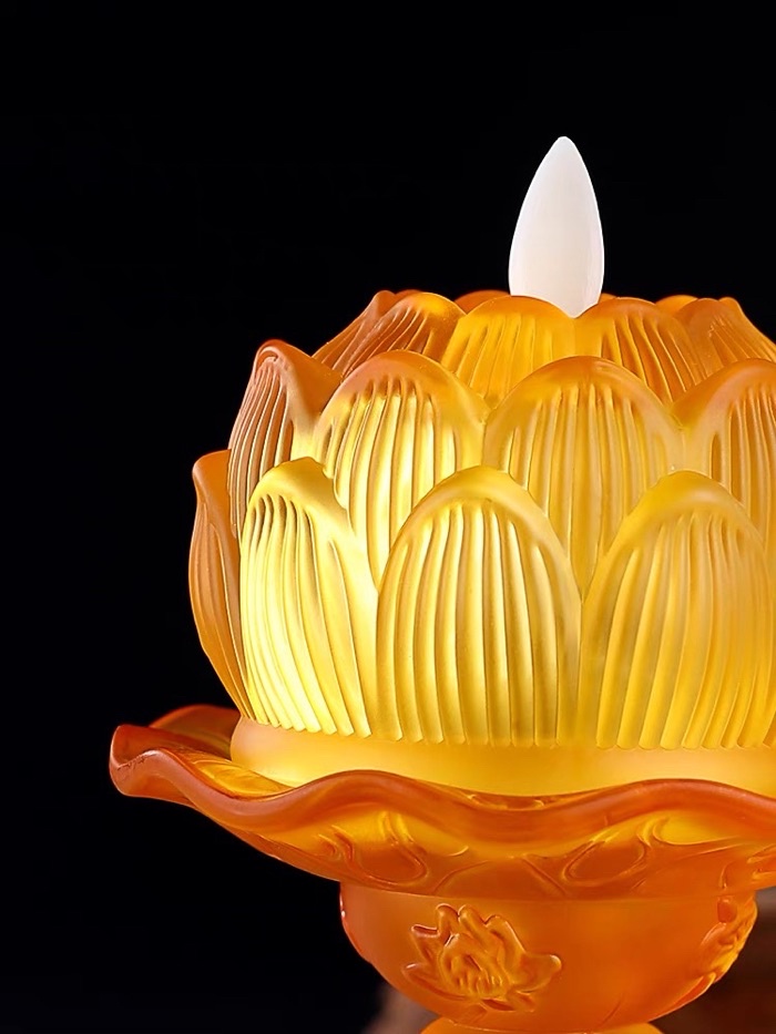 【SG Seller】【雨宝林】LED Lotus Lamp Seven Colour AA Battery Power莲花灯佛灯佛前供灯 ...