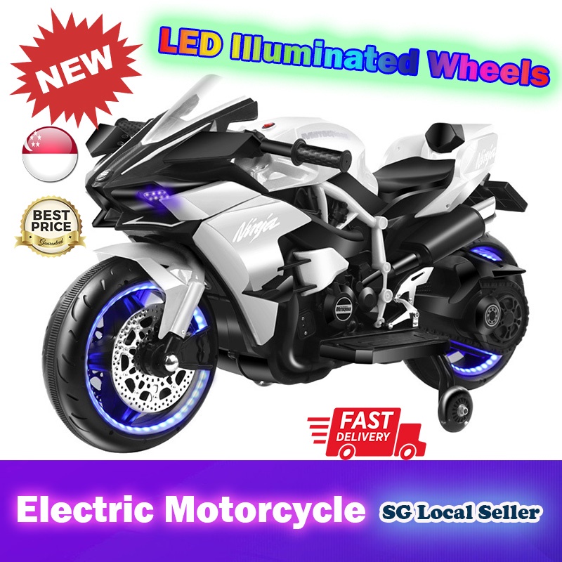 SG Ready Stock Super Large Kid Kawasaki Electric Motorcycle Motorbike Ride On Vehicle 2 8 Years Old Boys Girls Toy Car Shopee Singapore