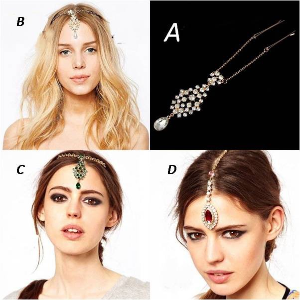 Bridal Forehead Decoration Indian Forehead Necklace Crystal Bindi Headpiece B10 Shopee Singapore