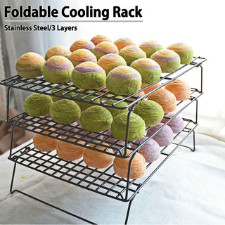 3pcs/set Stainless Steel Nonstick Baking Rack, Cooling Rack, Oven Safe Wire  Rack, Suitable For Cookies, Cakes And Baking, Foldable