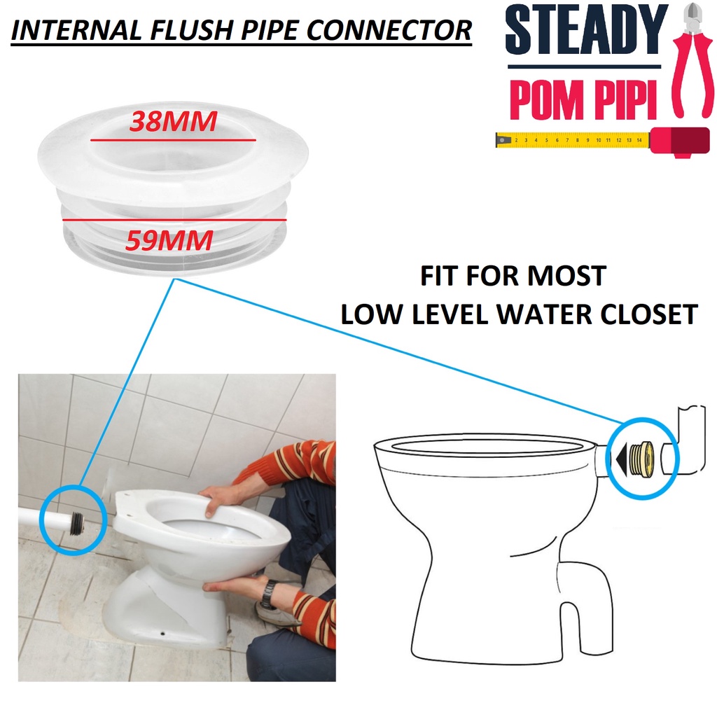 38MM INTERNAL FLUSH PIPE CONNECTOR / TOILET CISTERN TO PAN INTERNAL ...