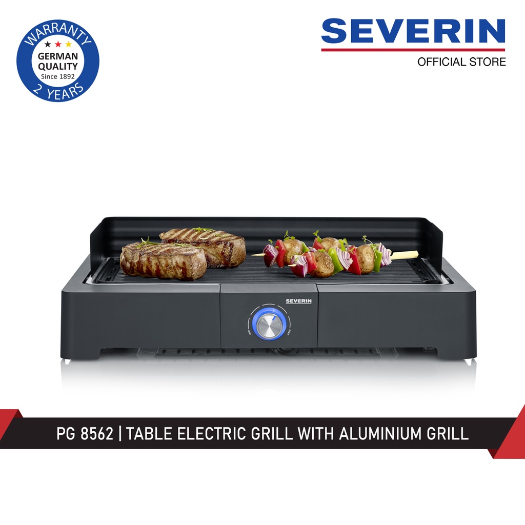 Severin PG 8562 Table Electric Grill with Aluminium Grill for Indoor and Outdoor Use. 2200W 2