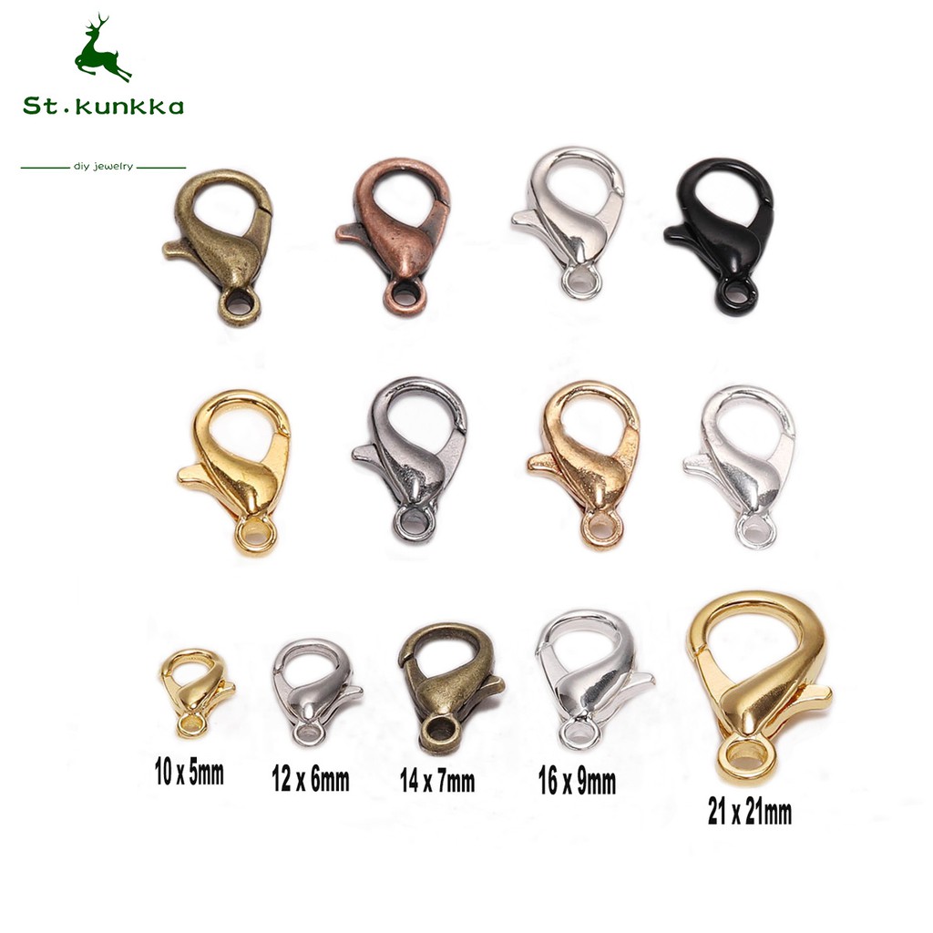 St.kunkka Lobster Clasp Hooks Necklace Hooks Jewelry Making(50 Pcs14x7mm,12x6mm16x9mm,21x12mm,10x5mm)