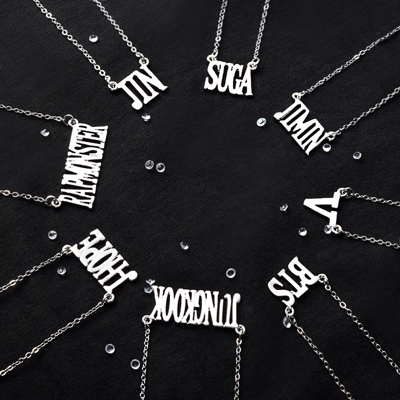 KPOP BTS Pendant Clavicle Chain Necklace Retro Jewelry V SUGA JUNG KOOK ...