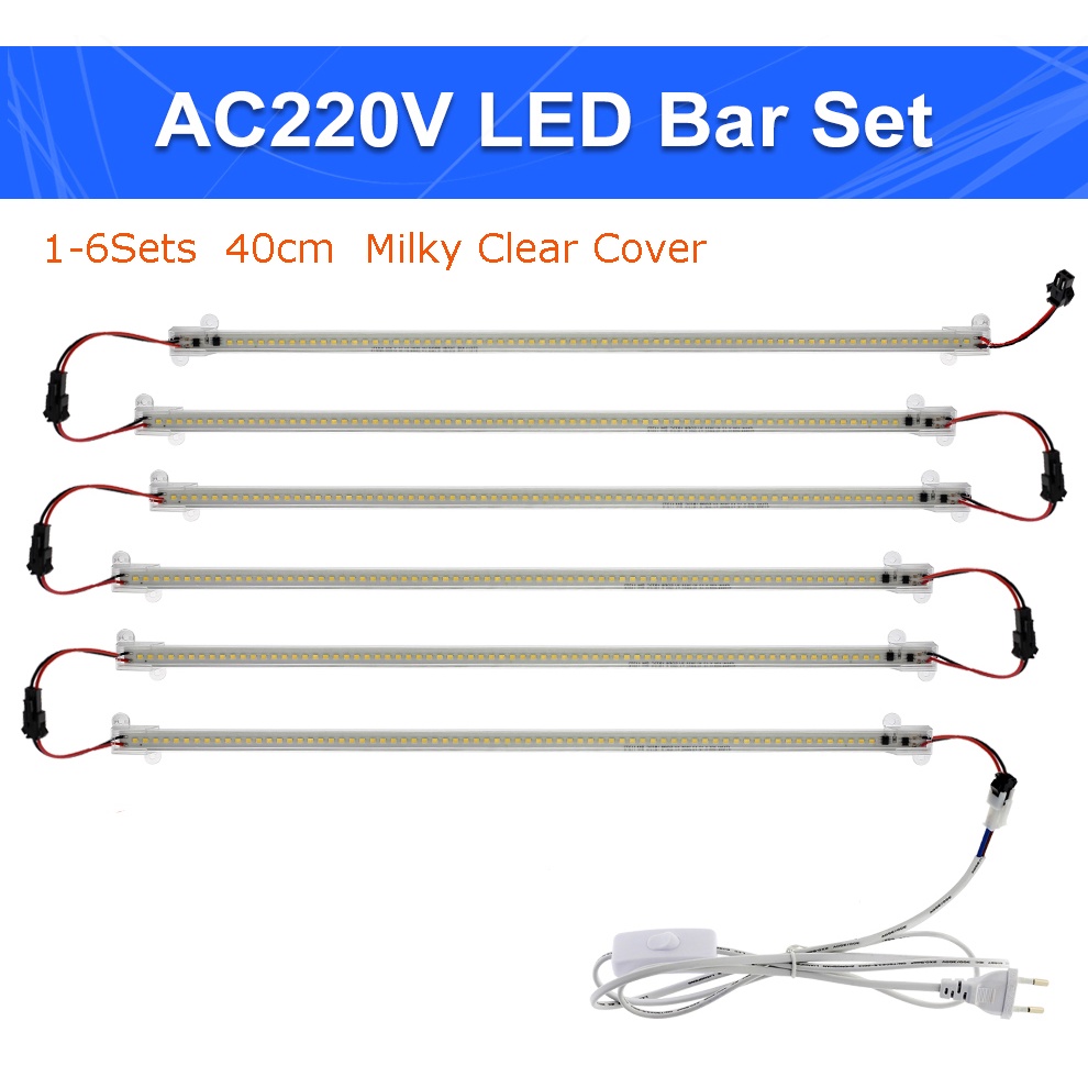 1/6pcs AC220V 8W LED Bar Light High Brightness 2835 LED Clip 40cm ...