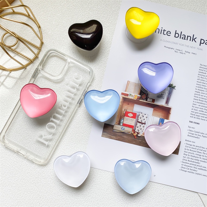 Crystal Glass Love Cartoon Color Solid Back Stickers Plain Color Grip Griptok Phone Holder