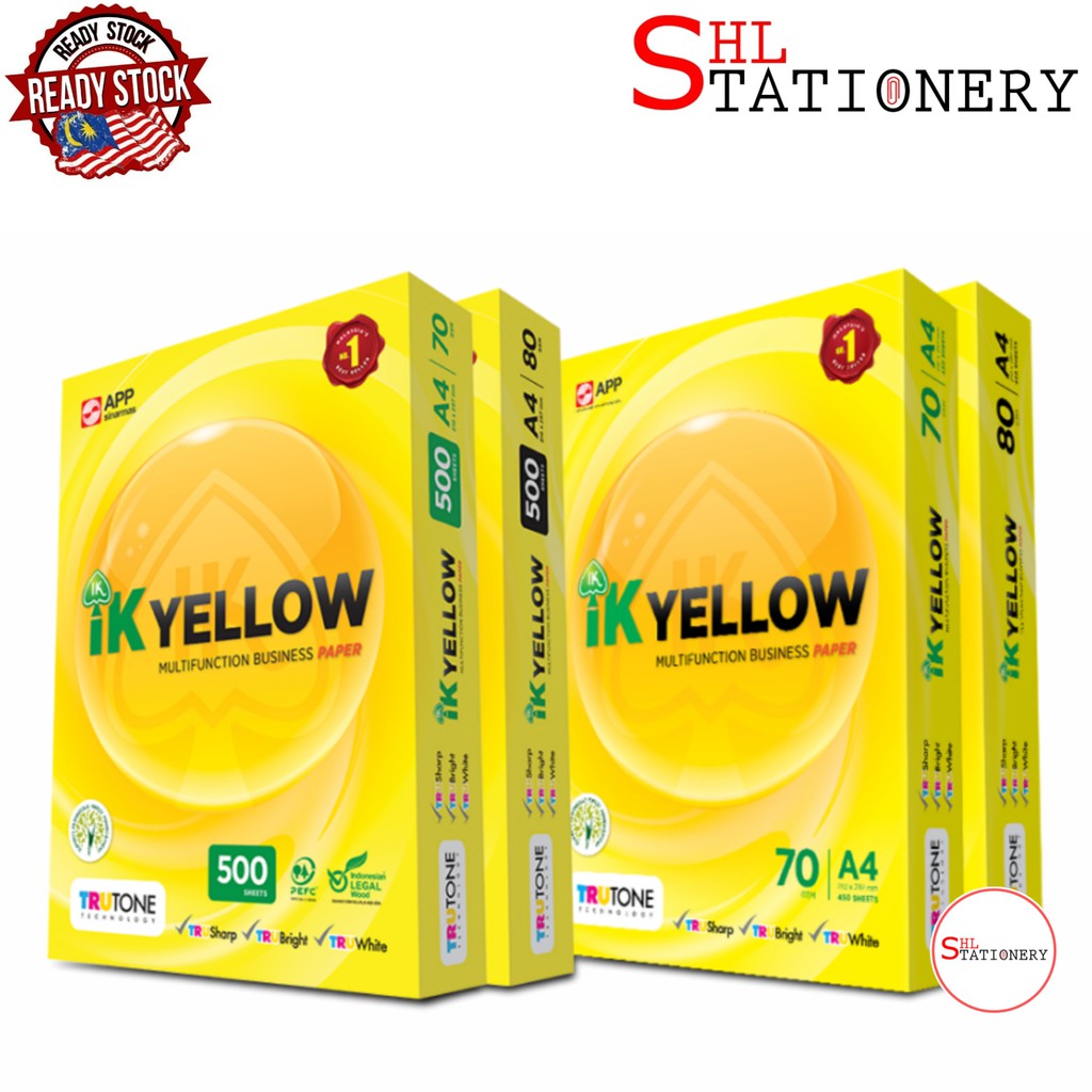 IK Yellow A4 Paper 70gsm / 80gsm 450 /500 Sheets Kertas A4 ...