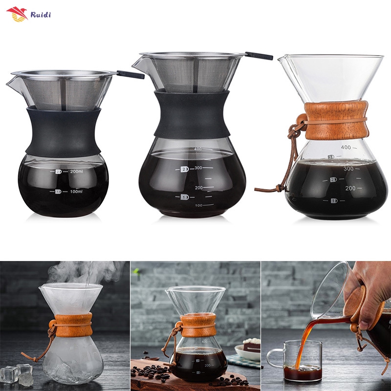Pour Over Coffee Maker with Borosilicate Glass Manual Coffee Dripper