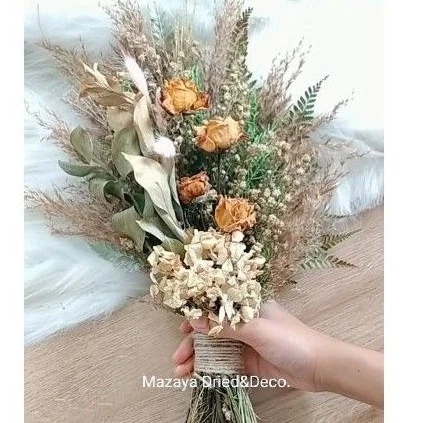 handbuket  bunga kering- buket bunga wisuda best seller buket bunga for wedding/prewedding - Gambar 2