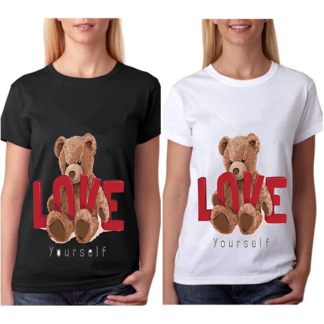 Summer new cartoon bear short-sleeved round neck T-shirt loose men's and women's trend with the same cool clothing for men and women