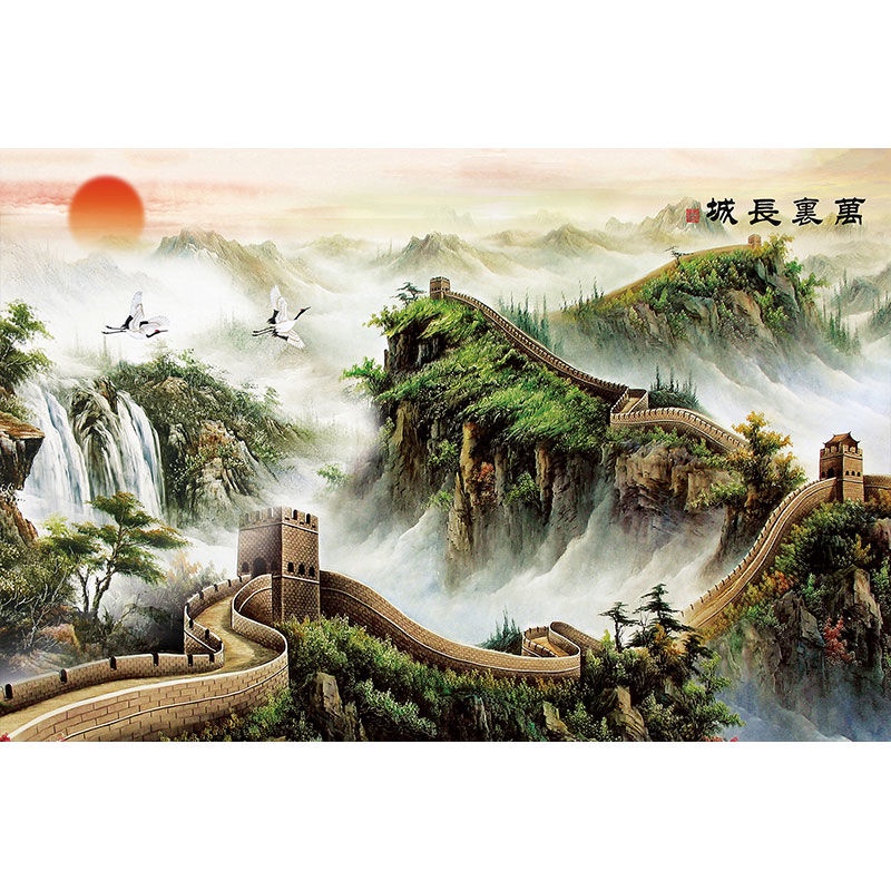 风水画/山水画Feng Shui Wall Mural for Living Room - Waterfall