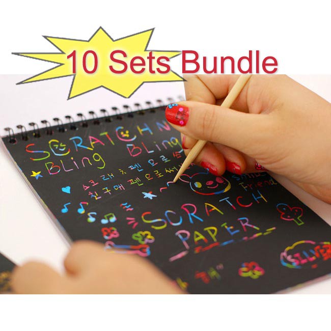 ?? Scratch Art Book 10 Set / 5 Set Bundle - DIY Educational Drawing Toy for Kids, Ideal Birthday Party Christmas Gifts