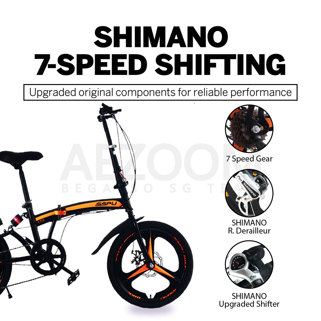 【🇸🇬 Stock】SHIMANO SSPU Foldable Bicycle 20 inch with Suspension Folding