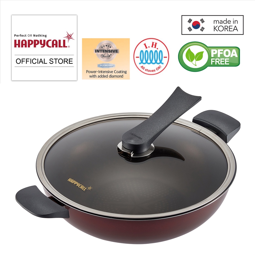 Happycall 32cm (Induction Compatible) Solaris Diamond Chef Wok Pan