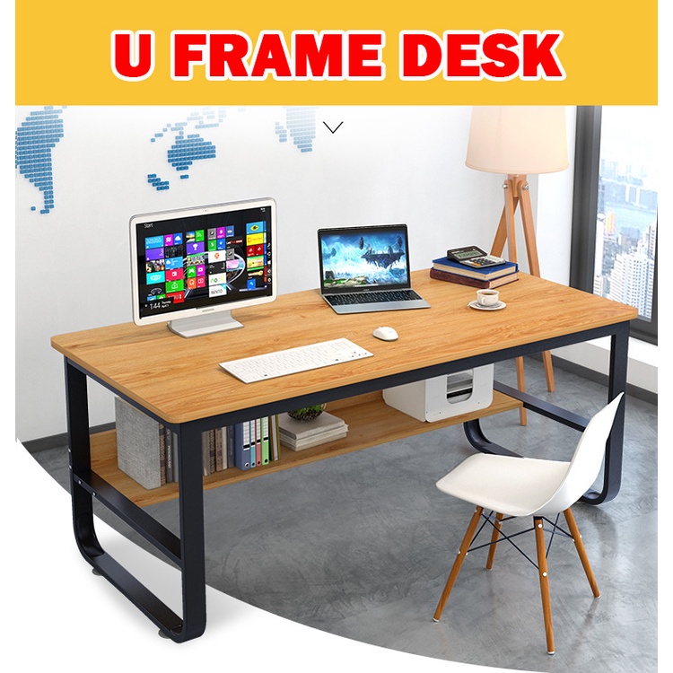 【U Frame Computer Table】Study Table / Computer Desk with Shelf Multiple ...