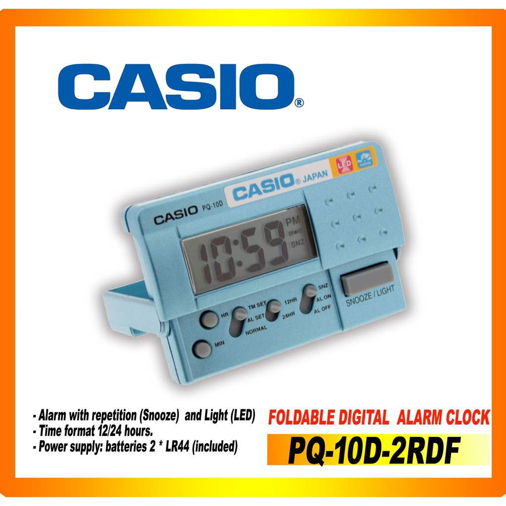 CASIO Digital Travel Alarm Clock, Blue PQ-10D2RDF | Shopee Singapore