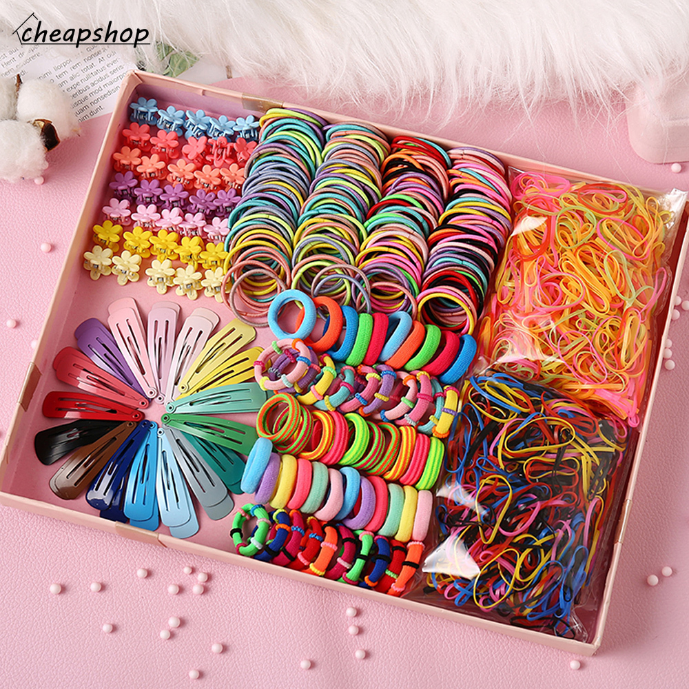 Korean Colorful Hair Tie Hairclip Set Fashion Flower Hair Clips