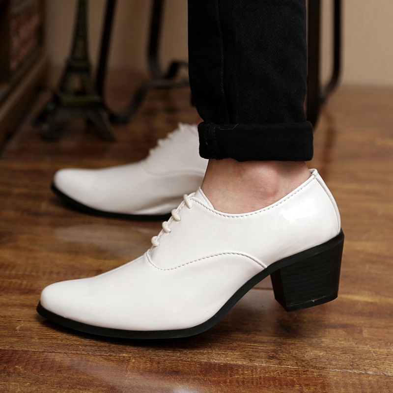 Increase High Heel Men Formal Shoes Lace Ups Casual Leather Shoes Men s Derby Shoes Shopee Singapore