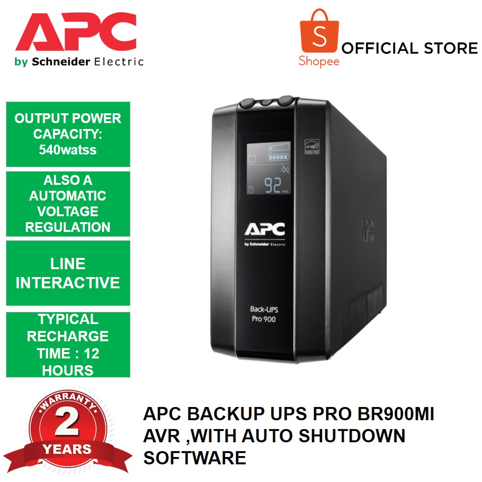 APC Back UPS Pro BR 900VA, 6 Outlets, AVR, LCD Interface (BR900MI) with ...