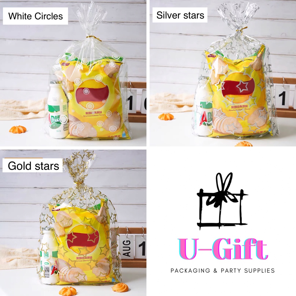 Plastic Gift Bag Goodie Packaging Gift Wrapper XL Size 50 pcs/pack with ...