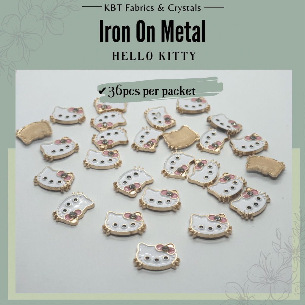 Hello Kitty Cartoon Iron On Metal Alloy Hotfix for Tudung Mini Brooch ...