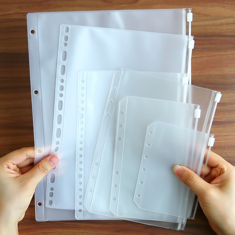 A4/A5/A6/A7/B5 Loose-Leaf Zipper Bag 4/6/20/26 Holes Waterproof File ...