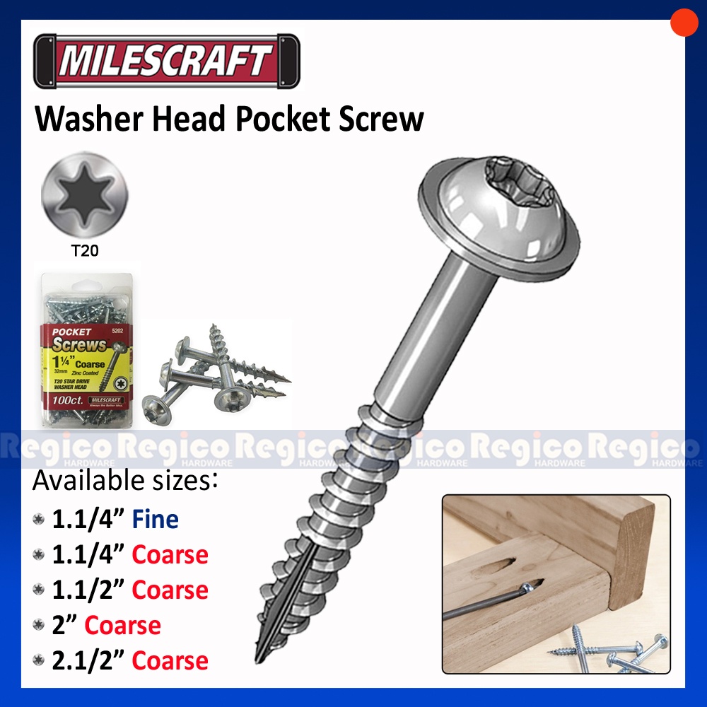 Milescraft Washer Head Pocket Hole Screw Regico Hardware | Shopee Singapore