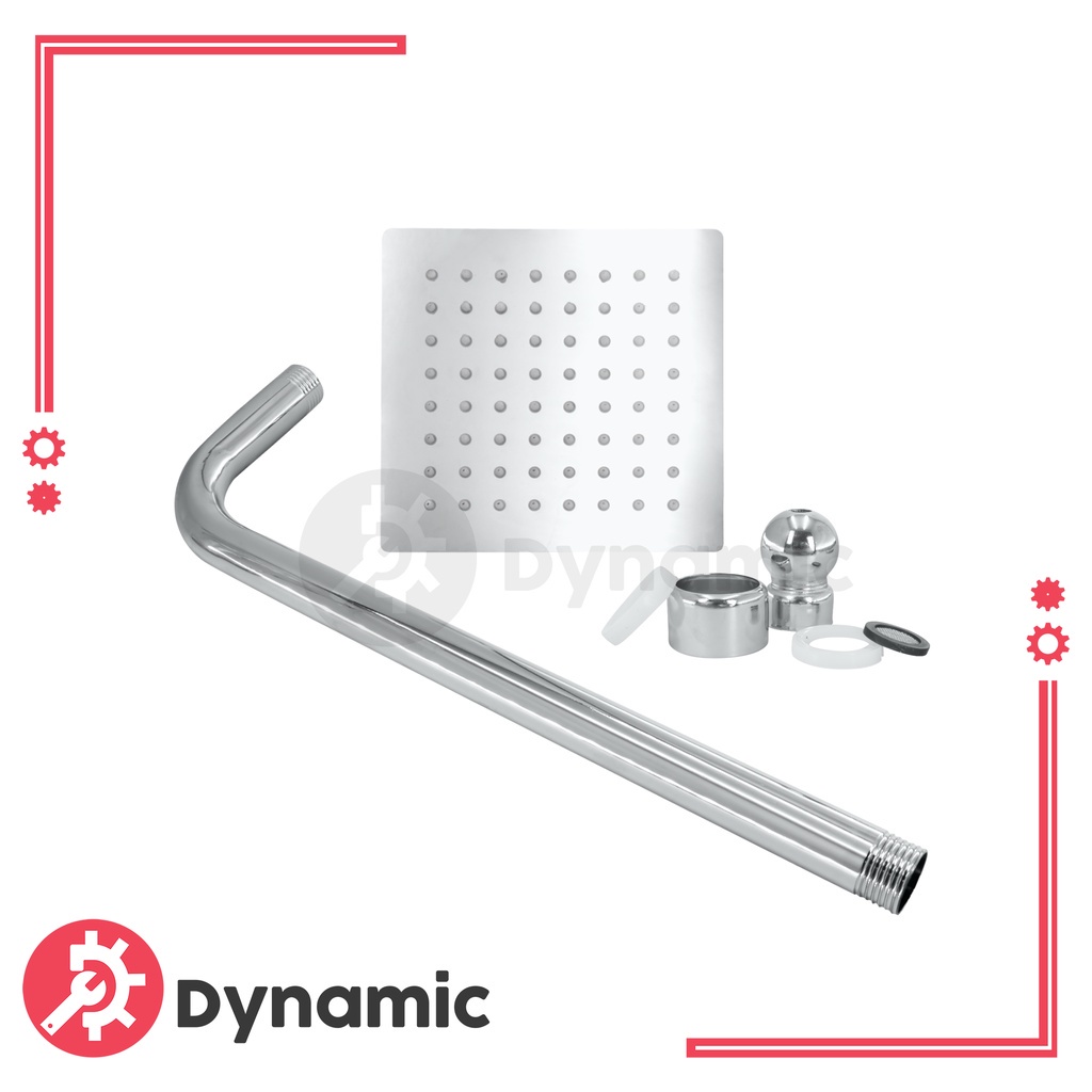 SUS201 Stainless 6" Square Rain Shower with Arm Set Heavy Duty 6 inch