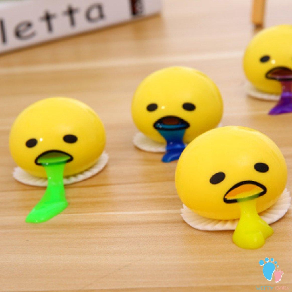 Witty】Funny Toy Puking Squishy Yolk Egg Ball Stress Yellow With