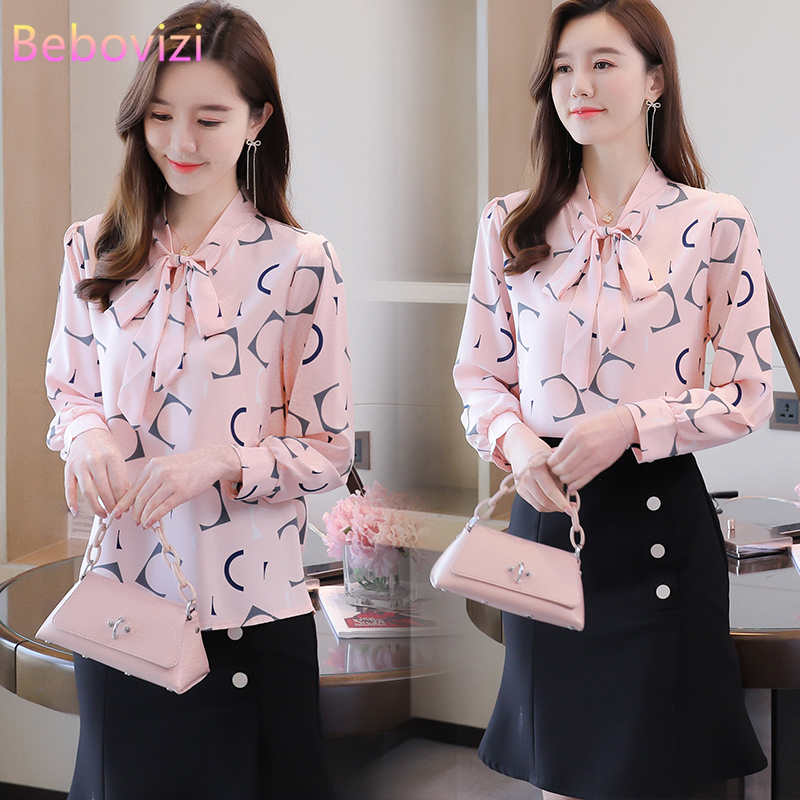 Chiffon Shirt Women's Long Sleeve Tops Blusa Office Lady Casual Blouse Girls Clothing