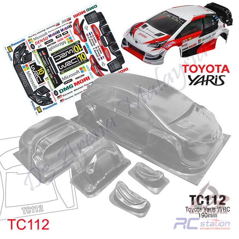 Team C Body Shell 1/10 Clear Body TC112 Toyota Yaris WRC (Width 190mm ...