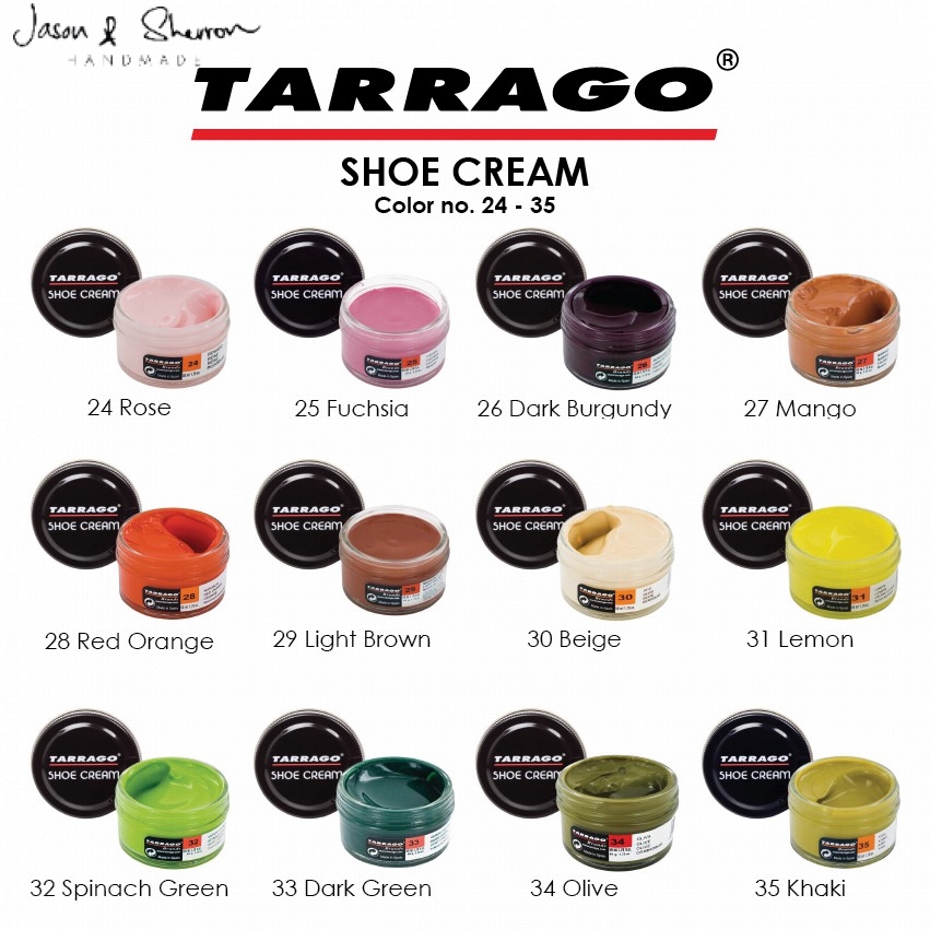 Tarrago Shoe Cream Colour 24 to 35 50ml 24 Rose to 35 Khaki