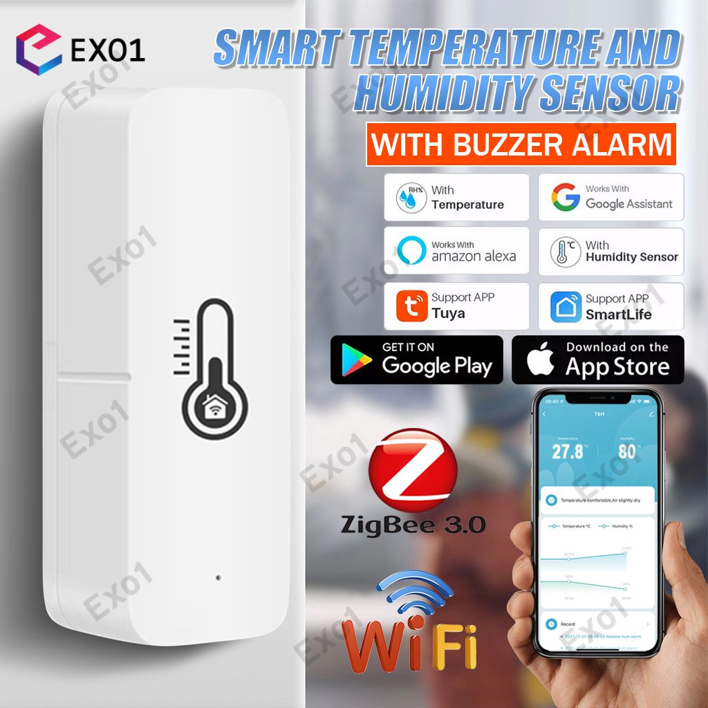 Tuya Smart Temperature And Humidity Sensor WiFi /Zigbee APP Remote ...